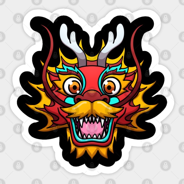 Dragon Dance Head Sticker by TheMaskedTooner